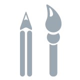 Grey tile with pencil and paintbrush icons